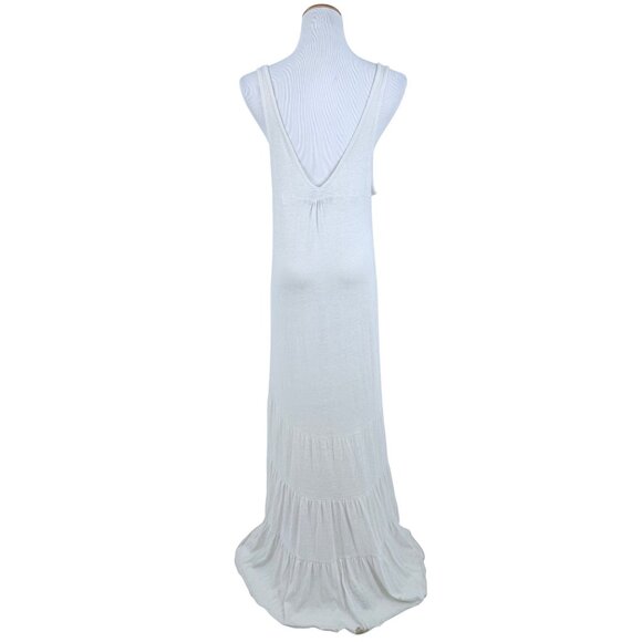 RARE Free People Beach Cream White Casual Boho Tiered Ruffle Hem Maxi Tank Dress - Picture 9 of 15